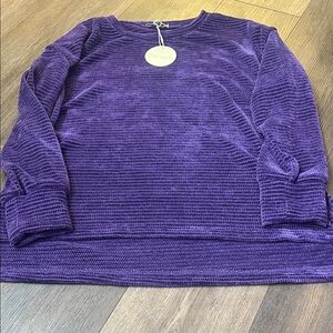 Chenault Deep Purple Ribbed Knit Top